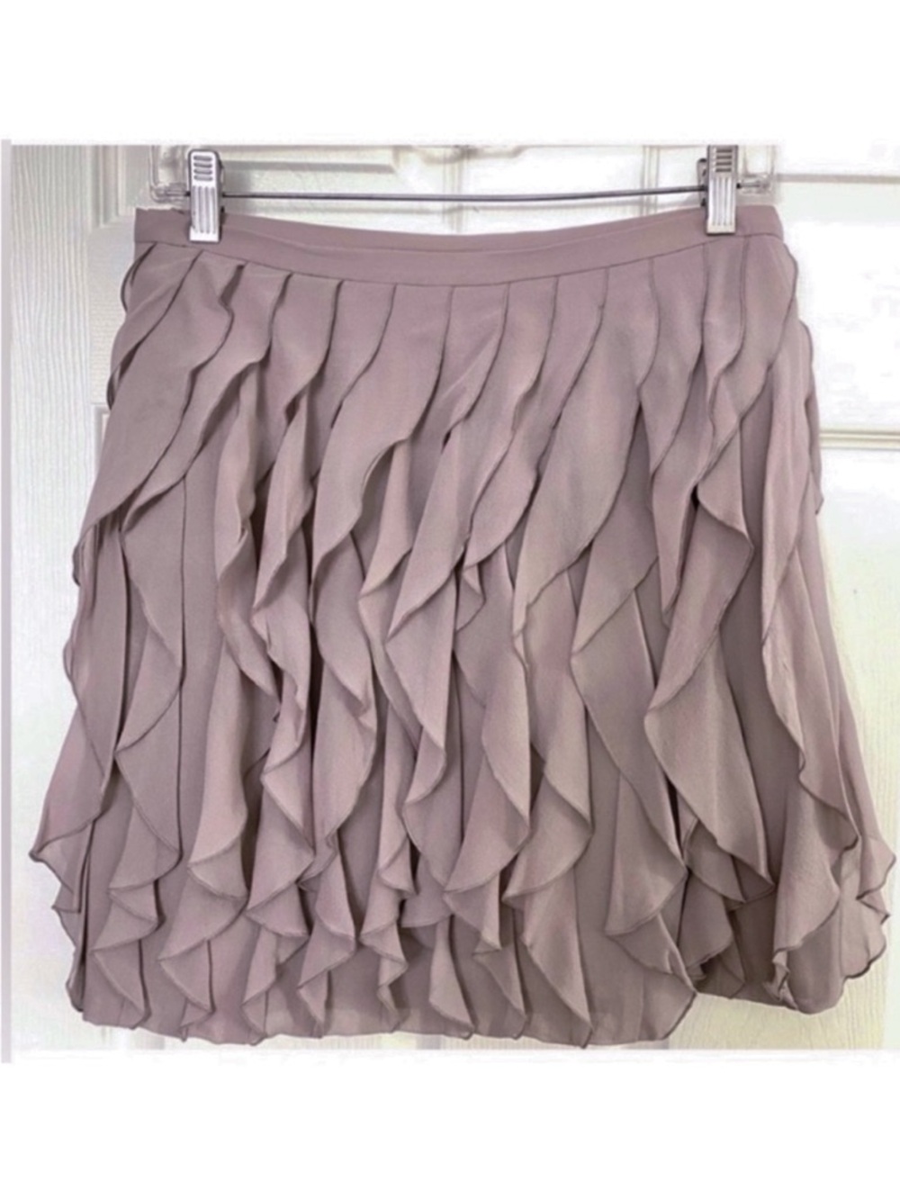 Club Monaco Ruffled Silk Lavender Mini Skirt